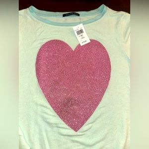 NWT $018 Wildfox women’s sweatshirt crew neck glitter heart medium